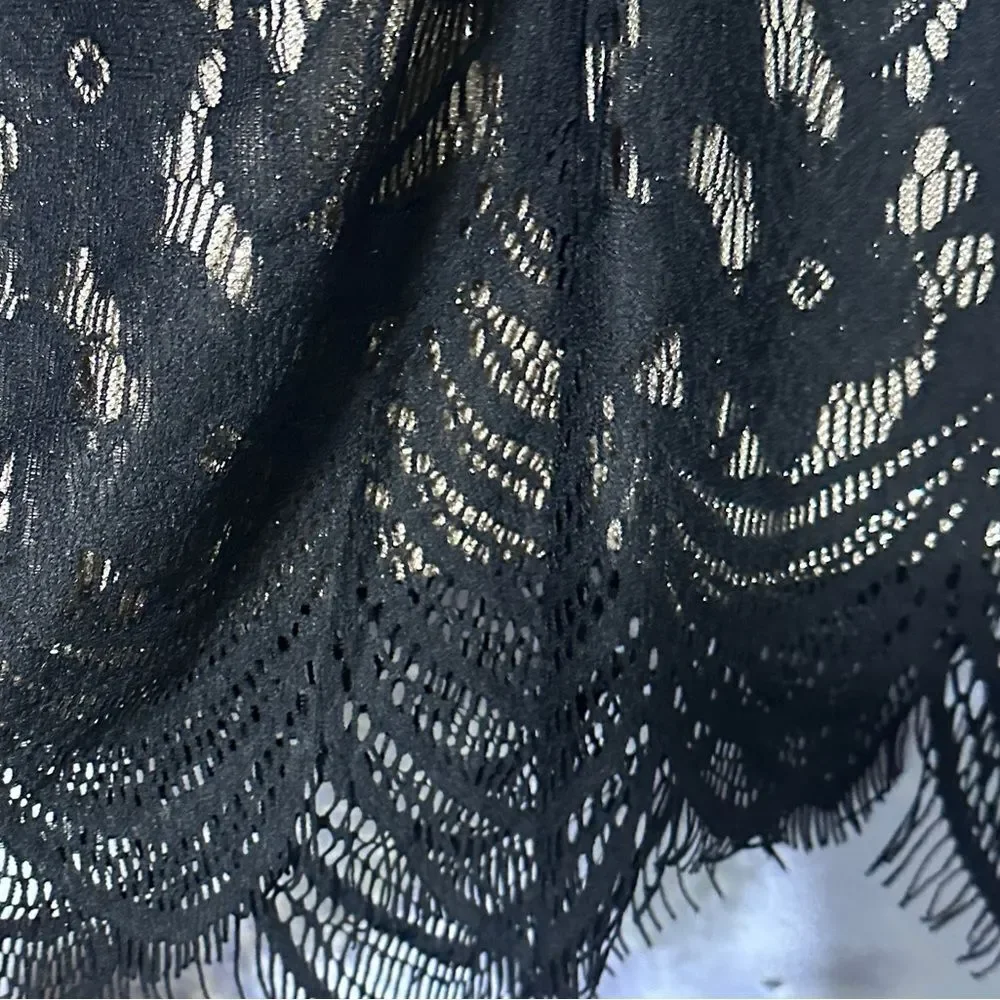 Black and Gold Lace Dress With Lace 3/4 Bell Sleeve New With Tags XS - Picture 11 of 16